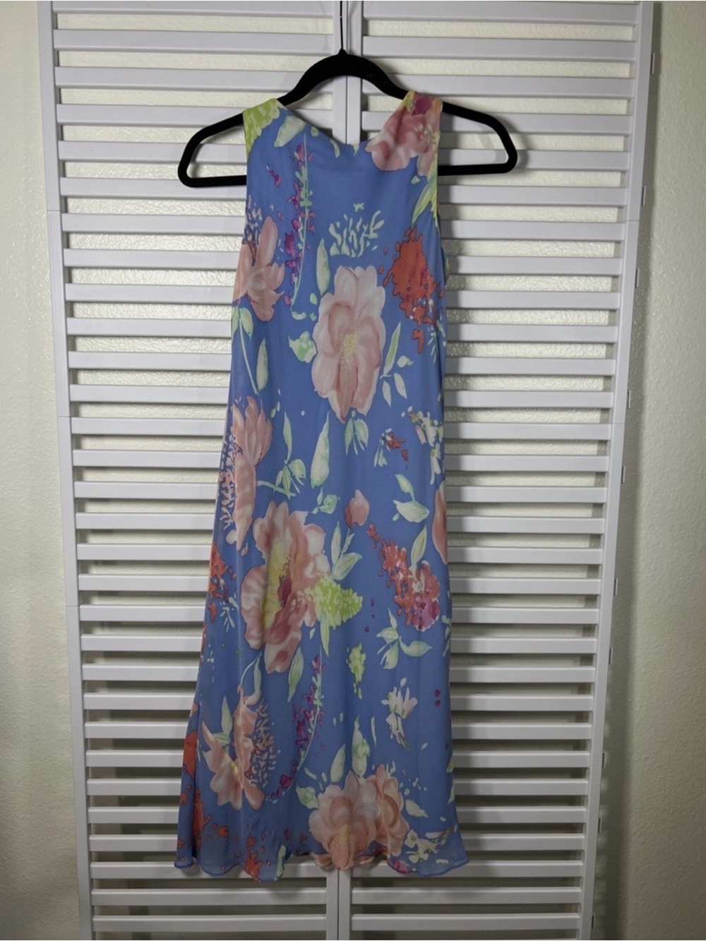 Vintage y2k Ralph Lauren 100% Silk Floral A-Line Midi Dress